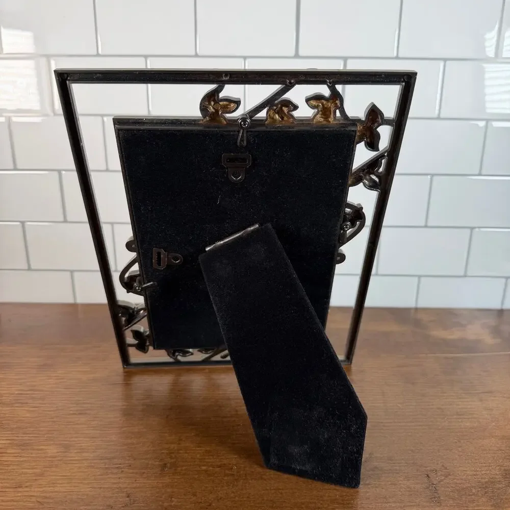 Vintage Brass Ivy Vine Trellis Multi Photo Frame Open Work Collage 4x6